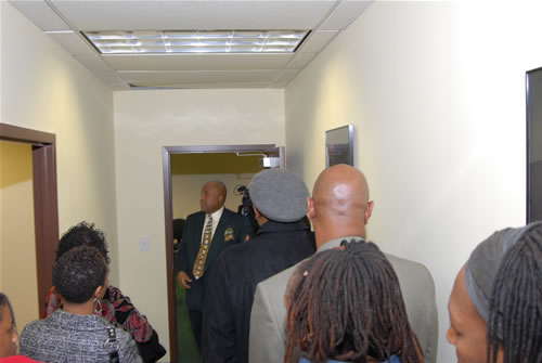 Delxino leading guests into the TAG TEAM Production Room, TAG TEAM Marketing Atlanta Facility Grand Opening